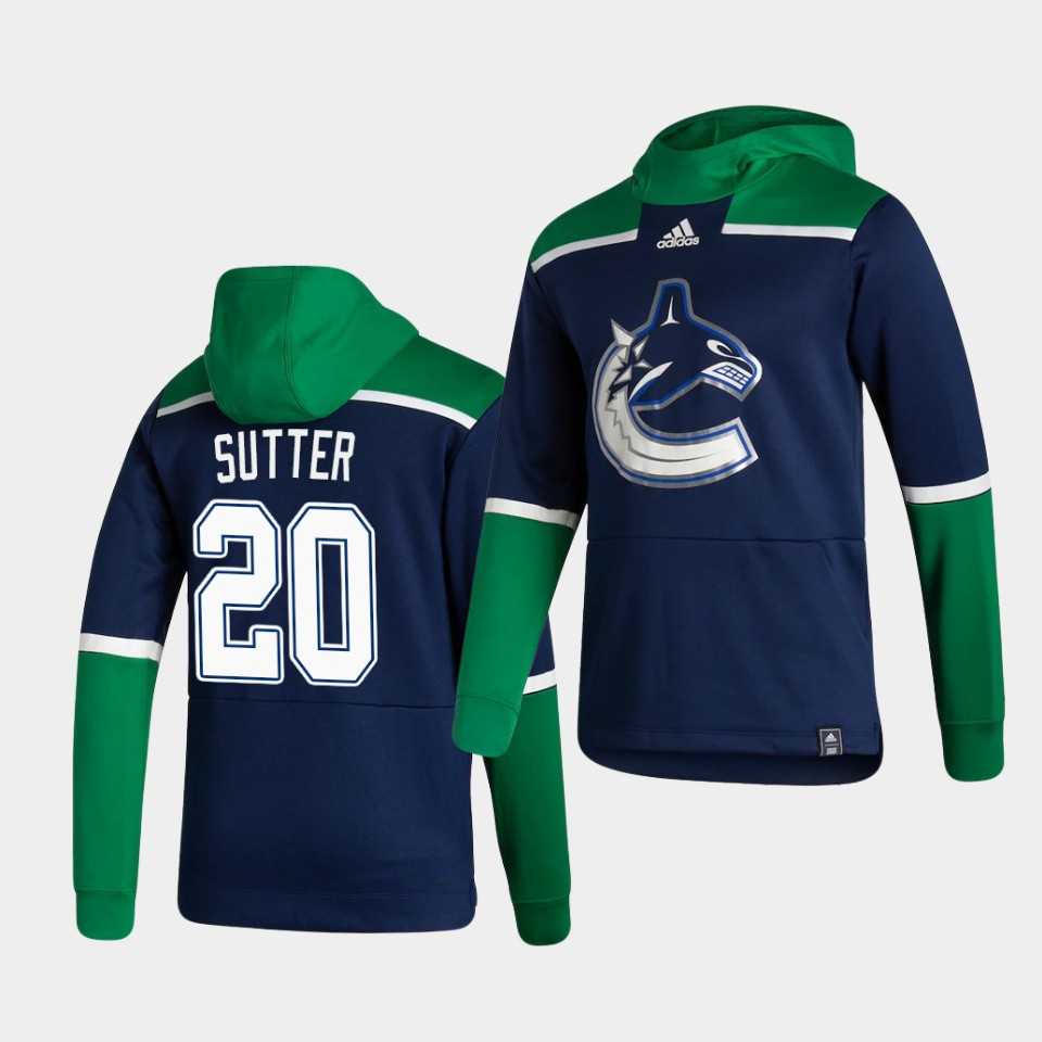 Men Vancouver Canucks 20 Sutter Blue NHL 2021 Adidas Pullover Hoodie Jersey